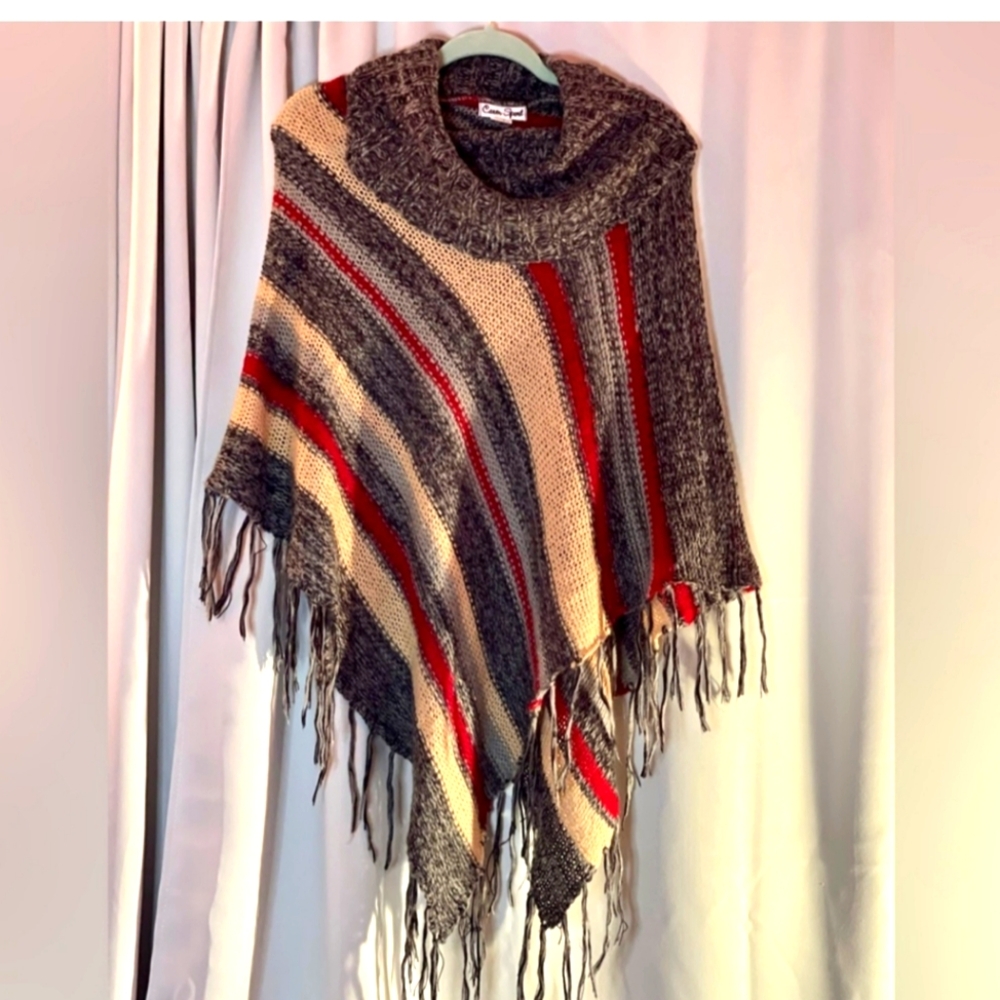 Caren Sport Cozy Multicolor Striped Shrug Poncho Sweater size 2X